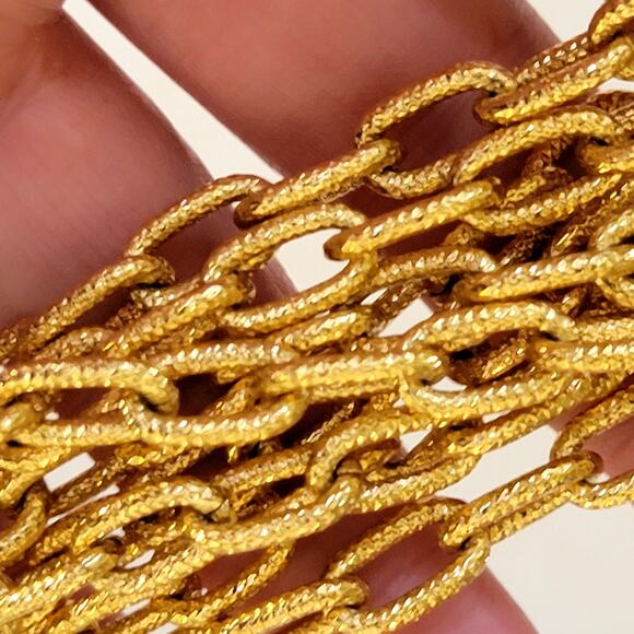 Vintage Gold Tone Double Chain Necklace with Textured Link Layered Retro Jewelry - Picture 9 of 10